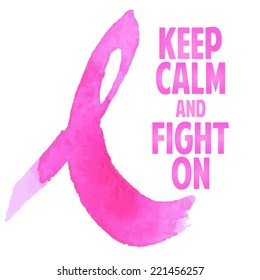 Pink ribbon, symbol of the fight against breast cancer in a watercolor style. Vector.