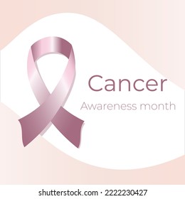 The pink ribbon is a symbol of the fight against cancer. Breast cancer prevention banner. Vector template.