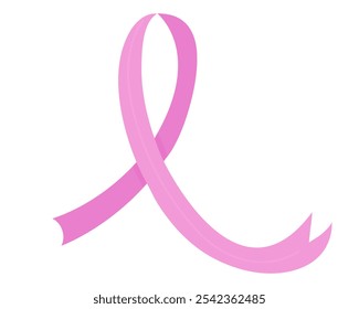 Cinta rosa como símbolo de la lucha contra el cáncer de mama femenino. Imagen aislada. Icono para diseño y folletos. Aislar sobre un fondo blanco. Gráficos de Vector