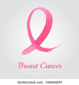 Pink Ribbon, Symbol Of The Fight Against Breast Cancer In A Watercolor Style. Vector.