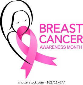 Pink ribbon symbol graphic design. Breast Cancer Awareness Month Campaign. Icon design. For poster, banner and t-shirt. Vector Illustration.