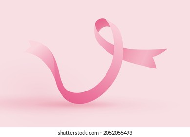 Símbolo rosa de la cinta de la campaña de sensibilización de mujeres sobre el cáncer de mama en octubre