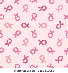 Pink ribbon symbols in seamless pattern for greeting cards, poster invitations, brochures. Breast cancer awareness month concept background stock illustration