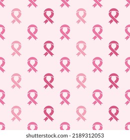 Pink ribbon symbols in seamless pattern for greeting cards, poster invitations, brochures. Breast cancer awareness month concept background stock illustration