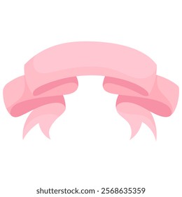 Pink ribbon for text. Vector ribbon isolated on white background. Royal ribbon for promotion design. Vector graphics of elements for text. Illustration