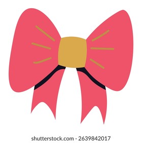 Pink ribbon tied in a bow, featuring a gold accent in the center and subtle decorative lines, adding a touch of elegance and sophistication