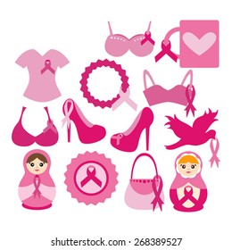 Pink ribbon vector. Breast cancer awareness.