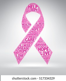 Pink Ribbon Vector Breast Cancer Word Stock Vector (Royalty Free ...