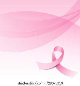 Pink ribbon. Vector illustration.