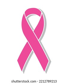 Pink ribbon vector illustration, breast cancer pink ribbon isolated white background