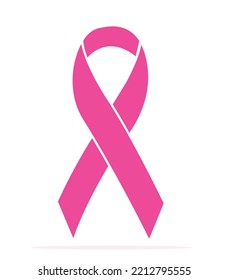 Pink ribbon vector illustration, breast cancer pink ribbon isolated white background