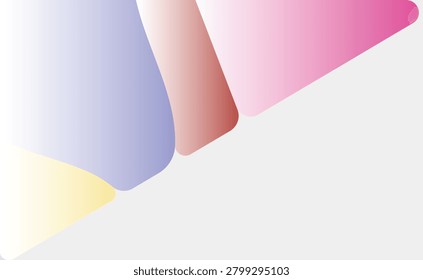 Pink ribbon vector illustration on blank folded paper page with curled corner, banner template design, note card style document with soft shadow and pink accent frame artwork