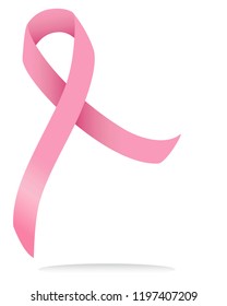 Pink ribbon vector isolated on white. Breast cancer awareness month symbol.