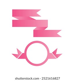 Pink Ribbon vector isolated on white background for your web and mobile app design, Ribbon logo concept. Basic element design illustration. Vintage. modern simple ribbon design. Banner illustration.