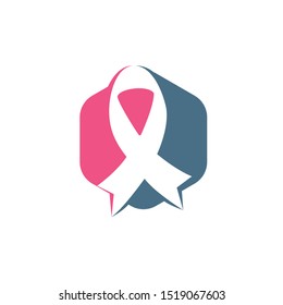 Pink ribbon vector logo design. Breast cancer awareness symbol. October is month of Breast Cancer Awareness in the world.