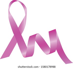 Pink Ribbon vector shining surface and rolled up fold - Shutterstock ID 1580178988