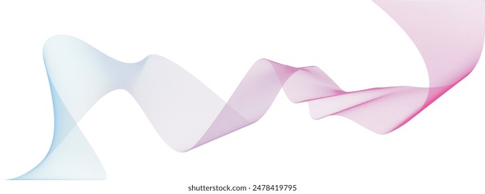 Vector de cinta rosa, líneas abstractas de Tecnología sobre fondo transparente. Ondulado azul rosa Wave Swirl, ondas de sonido de frecuencia, líneas de curva retorcidas con efecto de mezcla, líneas de Anuncio ondas eps