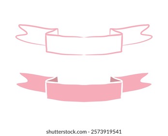 pink ribbon waving with copy space vector illustration on transparent background