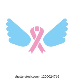 pink ribbon with wings breast cancer