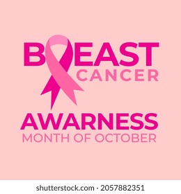 Pink ribbon to World Breast Cancer Awareness month. Bright Brest Cancer medical banner. Vector illustration.