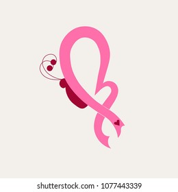 Pink Ribbons butterfly vector clip art image of helth abstract symbol