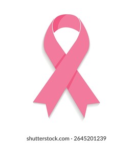 Pink ribbons isolated on white (Breast Cancer Sign). Vector illustration.
