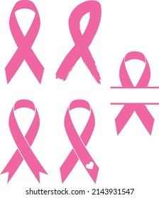 Pink Ribbons Ribbon Cancer Awareness Breast Cancer  Isolated Vector