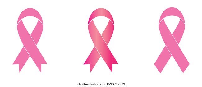 Pink Ribbons Set - Symbols of Breast Cancer Awareness Month