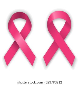 Pink ribbons with shadow
