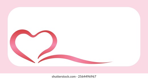 Pink ribbons in the shape of a love heart.Element for decorating designs for notepad and website,labels. Postcard for Valentine's Day,birthday,wedding.