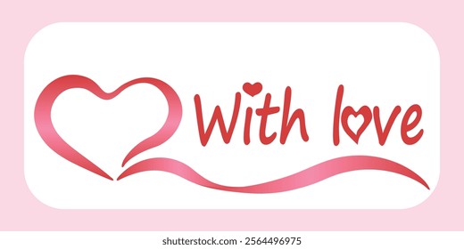 Pink ribbons in the shape of a love heart.Element for decorating designs for notepad and website,labels. Postcard for Valentine's Day,birthday,wedding.