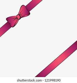 Pink ribbons with simple bow on white background