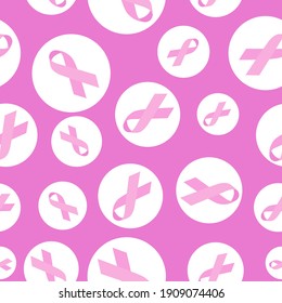 Pink ribbons vector seamless pattern