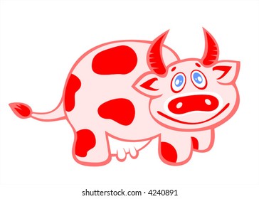 The pink ridiculous cow on a white background.