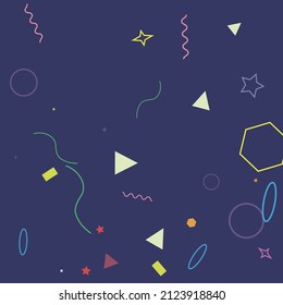 Pink Ring Simple Polygonal Red Orange Geometrie Design. Violet violetter Wave Zigzag Square Sterne Oval Hipster Hintergrund. Pastellfarbene, helle, grüne Dunkelheit hört blaue Illustration.