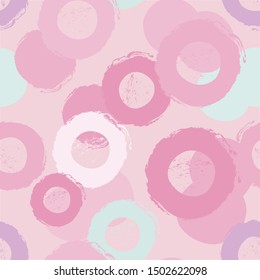 Pink Rings And Circles In Abstract Geometric Seamless Surface Vector Pattern Swatch.