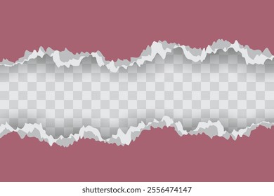 Pink Ripped Paper Background in Header and Footer Position for Flyer, Banner, Infographic, Website, Ads Banner or Etc. High Quality Background Vector Illustration