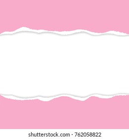 Pink ripped paper vector with copy space. 