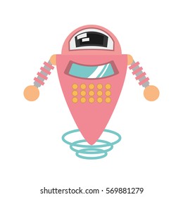 pink robot artificial intelligence flying vector illustration eps 10