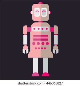 pink robot girl. vector