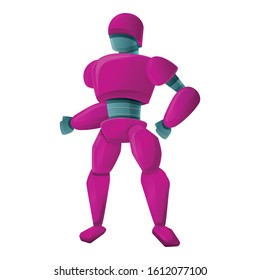 Pink robot icon. Cartoon of pink robot vector icon for web design isolated on white background
