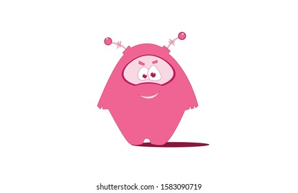 Pink Robotic Monster Cartoon Character Design