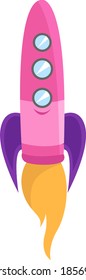 Pink rocket, illustration, vector on white background