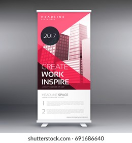 pink roll up banner flye standee design for your business presentation