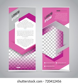 Pink roll up banner stand design template