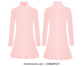 Vestido de cuello de rollo rosado. ilustración vectorial