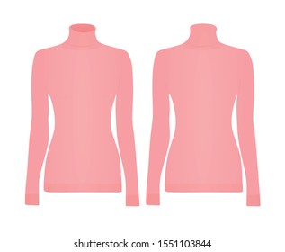 Pink roll neck shirt. vector illustration