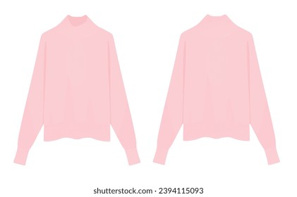 Suéter de cuello de rollo rosado. ilustración vectorial