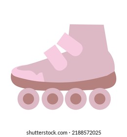 Pink roller skate icon, flat vector illustration