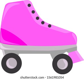 Pink roller skate, illustration, vector on white background.